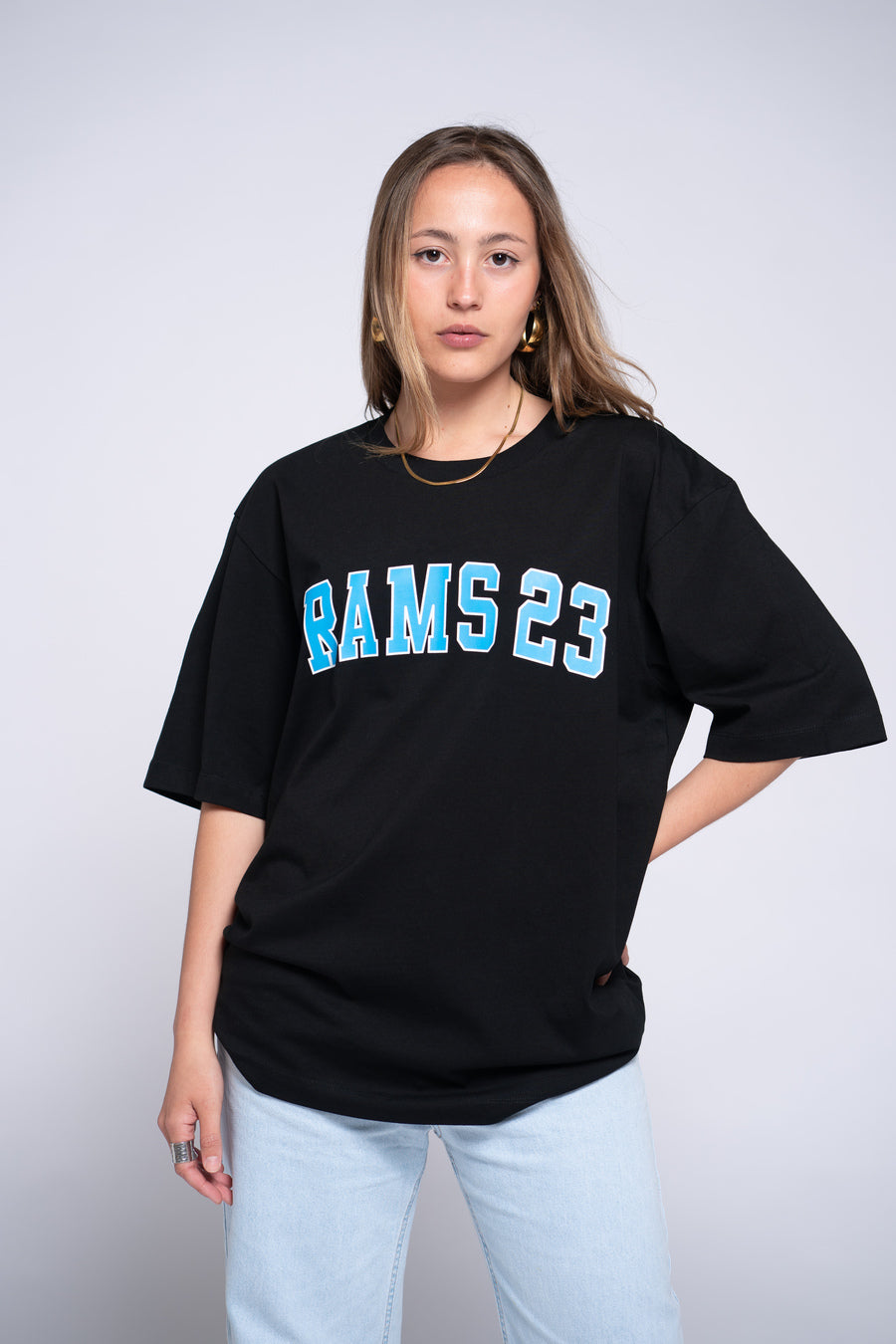 Camiseta Oversize Rams 23 Ropa Sudadera Classic Cuello Redondo Negro – Rams 23