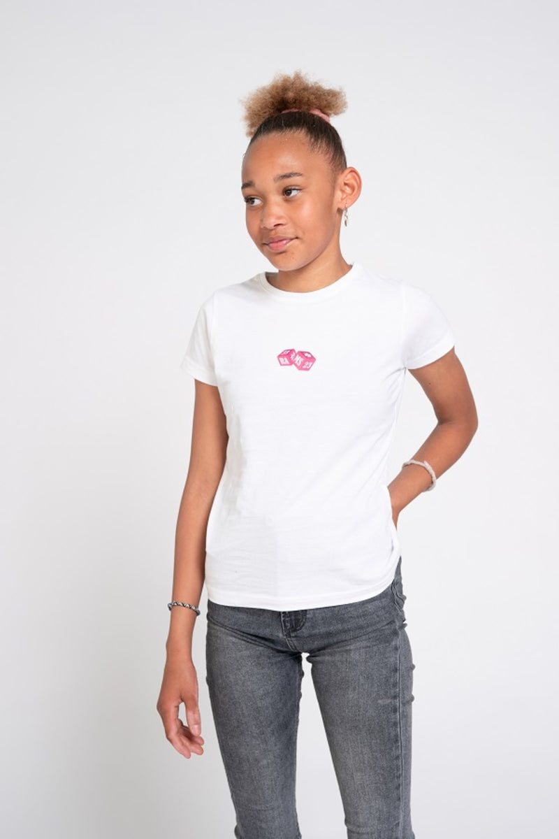 Camiseta Kid Blanca con Estampado de Dados