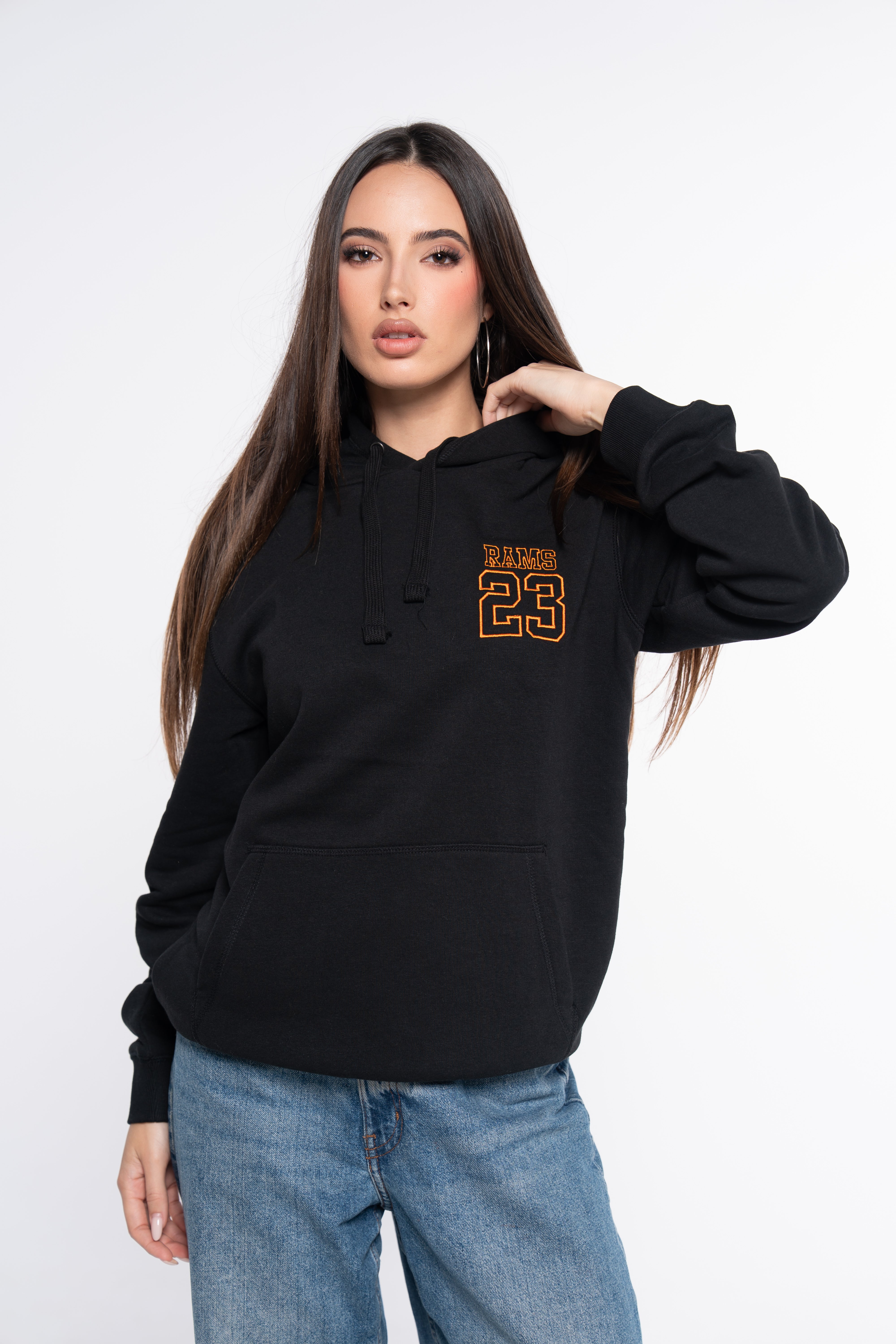 Sudadera RAMS23 SUDADERA BORDADO SILUETA NEGRO – NEGRO
