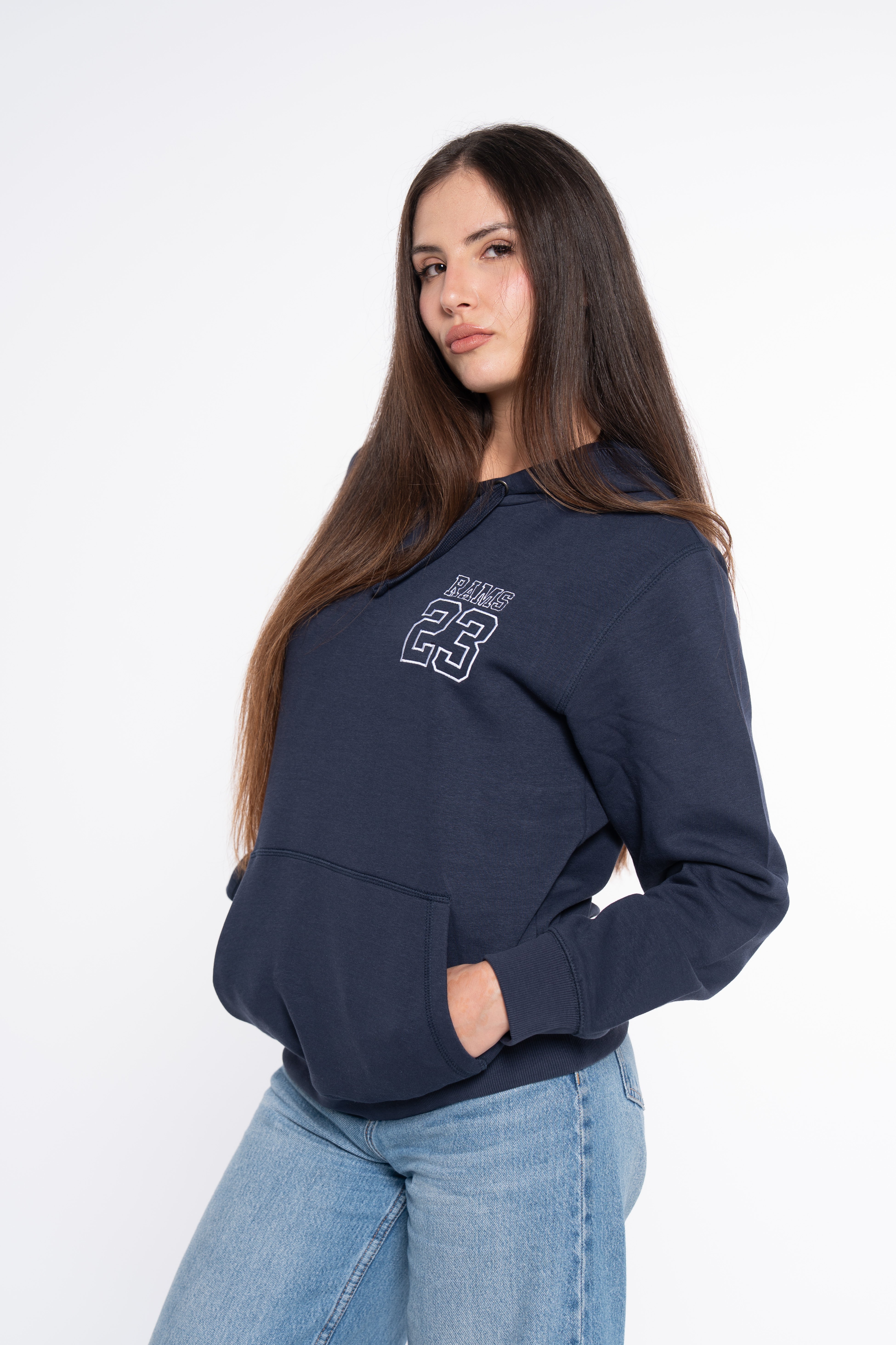 SUDADERA BORDADO SILUETA AZUL MARINO