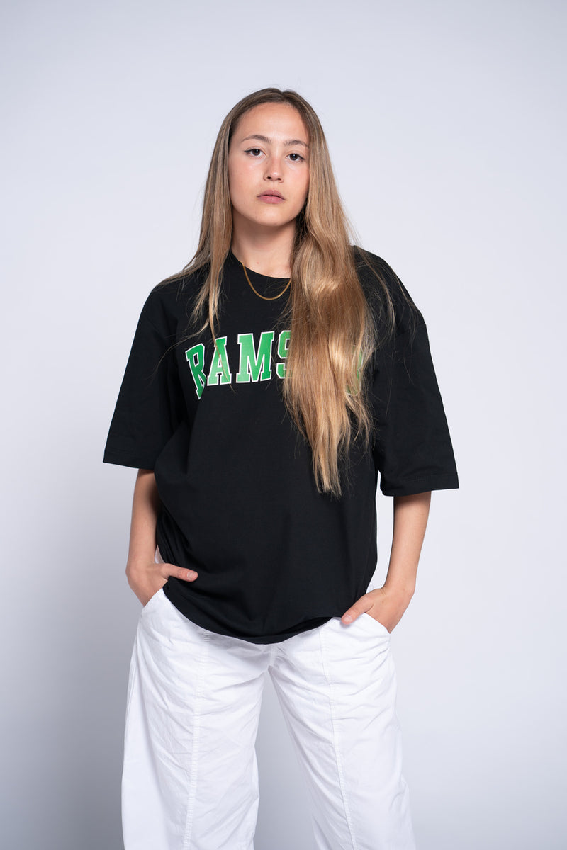 CAMISETA OVERSIZE Negra Con Estampado UNIVERSITY Verde