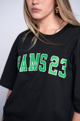 CAMISETA OVERSIZE Negra Con Estampado UNIVERSITY Verde