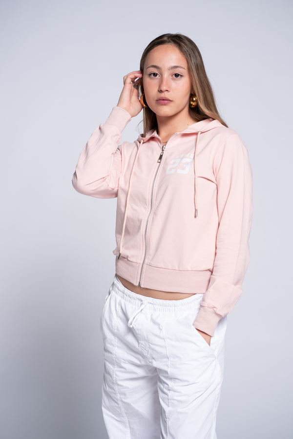 SUDADERA CON CREMALLERA CLASSIC LOGO Rosa