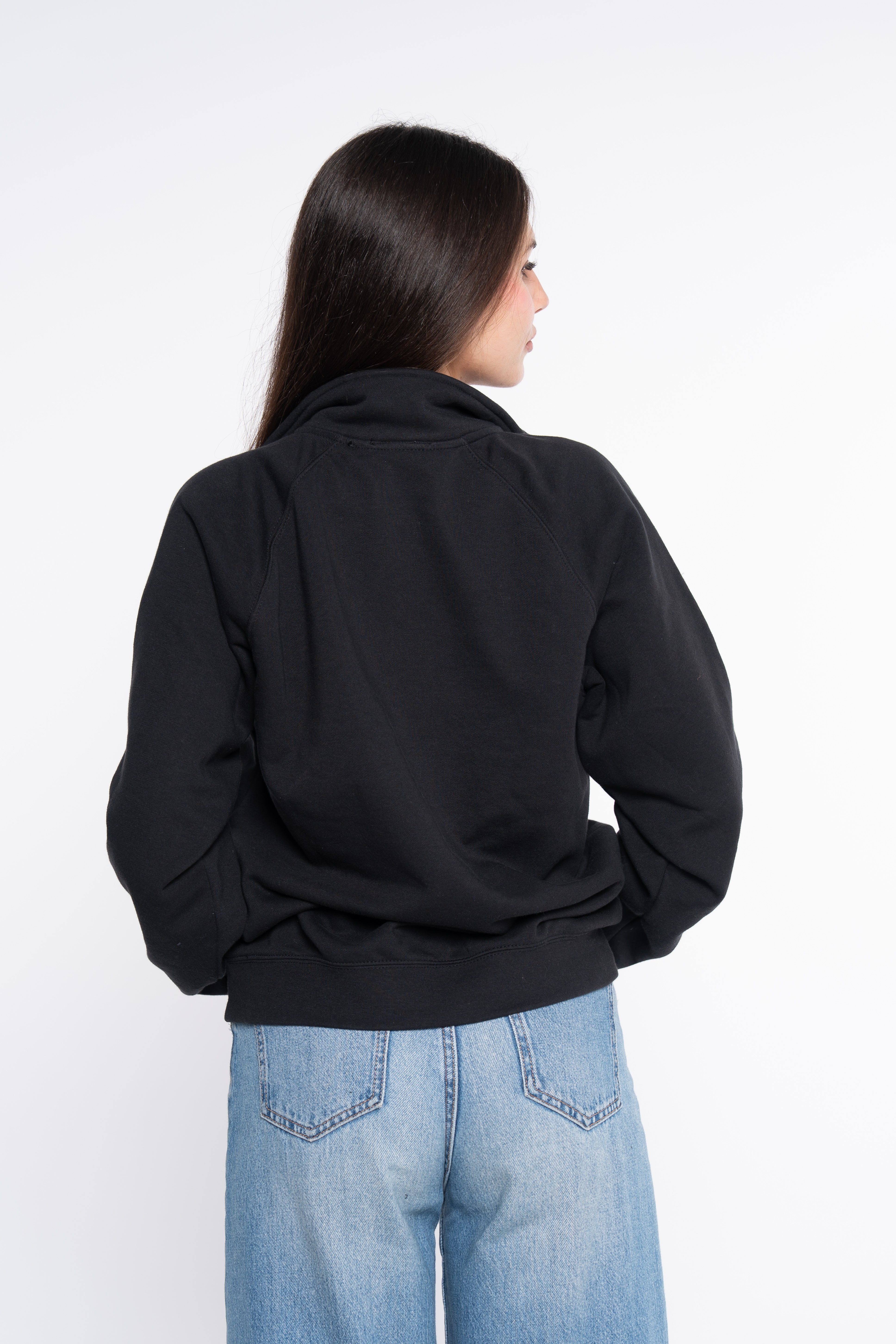 SUDADERA CREMALLERA 1/4 BORDADO SILUETA NEGRO