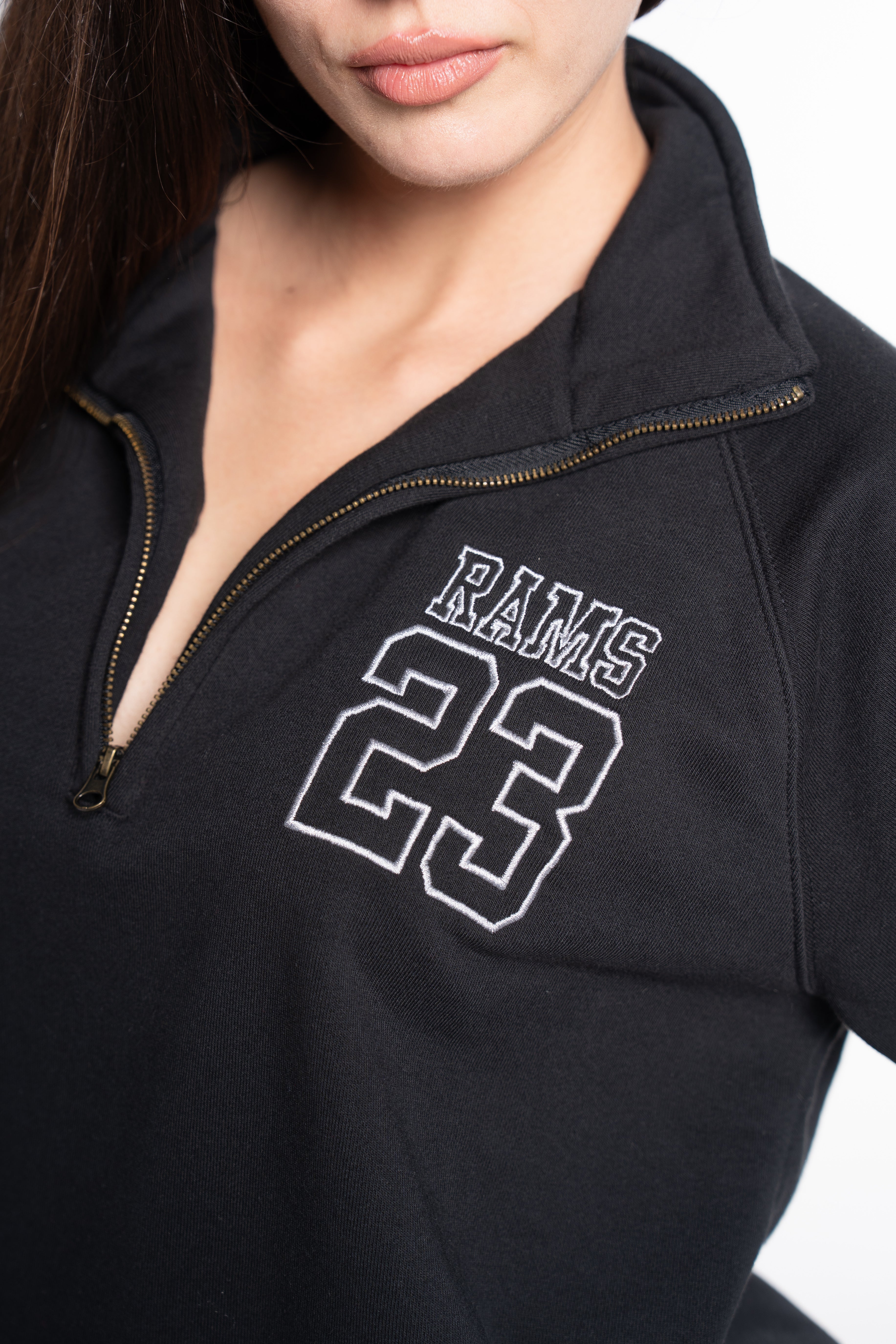 SUDADERA CREMALLERA 1/4 BORDADO SILUETA NEGRO