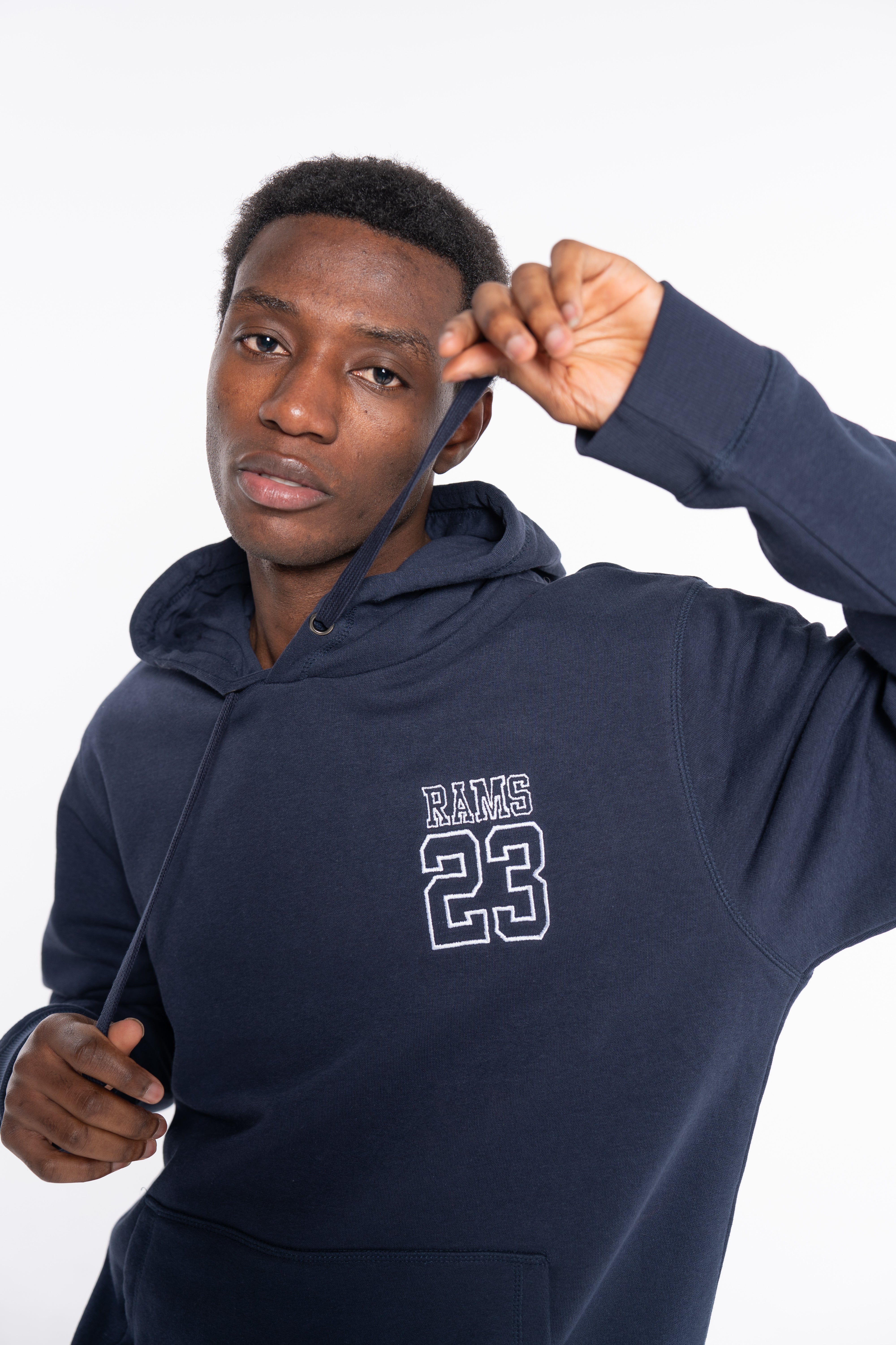 SUDADERA BORDADO SILUETA AZUL BLANCO