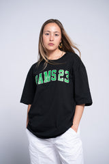 CAMISETA OVERSIZE Negra Con Estampado UNIVERSITY Verde