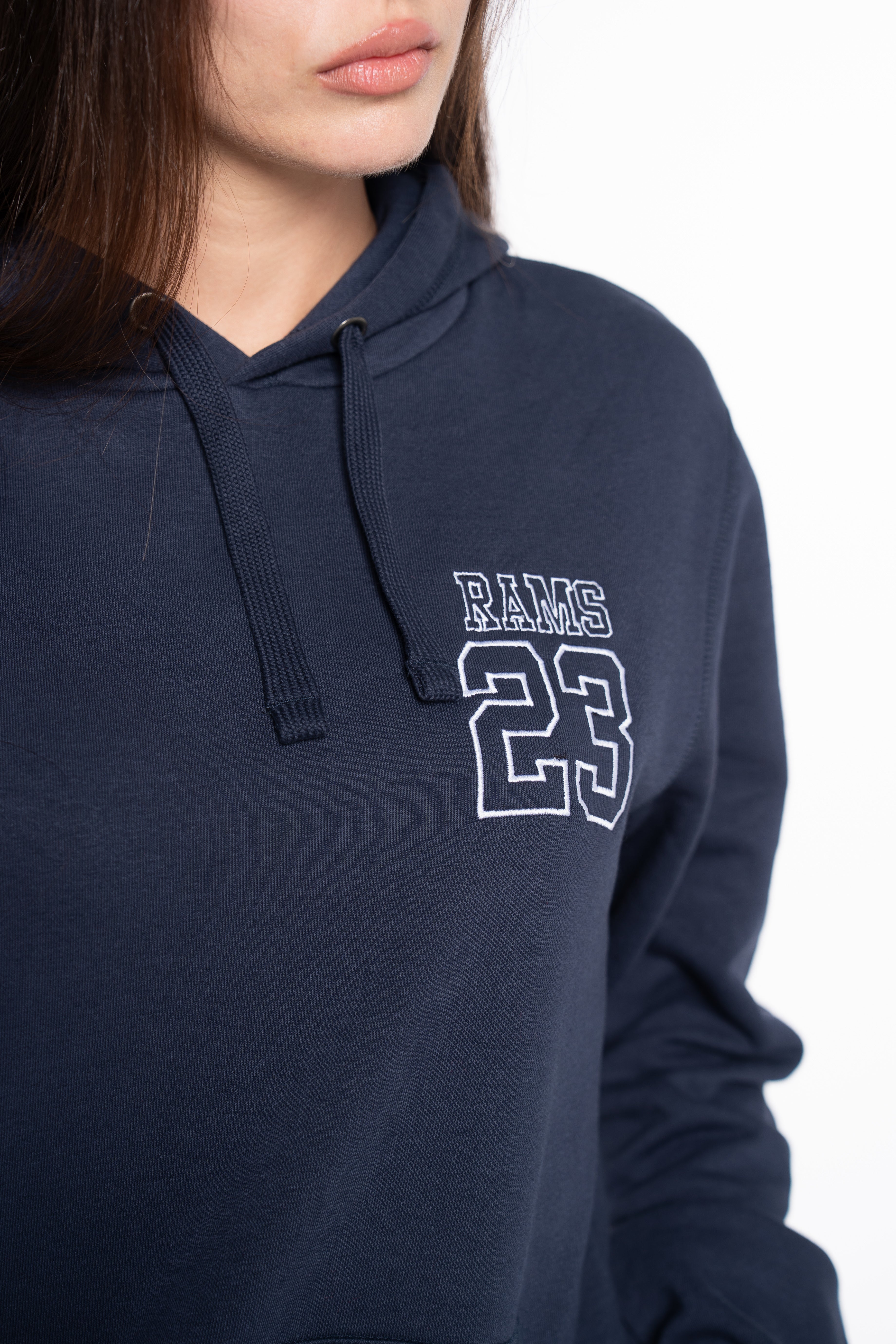 SUDADERA BORDADO SILUETA AZUL MARINO