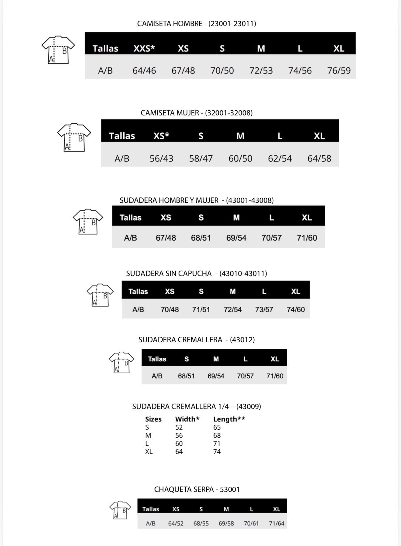 Size chart