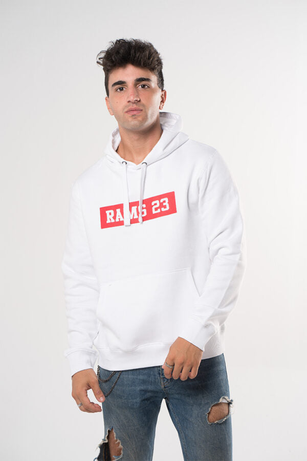 Sudadera Estampado Rectangular Blanco